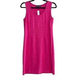 Nicole Benisti Hot Pink Monochrome Baroque Print Textured Dress Size Medium